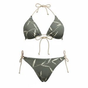 Abercrombie & Fitch Leaf Print String Bikini Set A cup Top / Small Bottoms Green